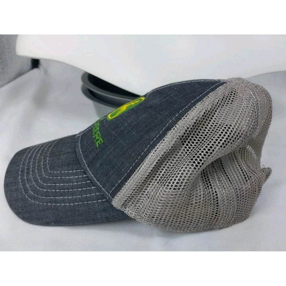 John Deere Toddler Kids Gray Denim Trucker Cap Hat  Mesh Back Snap Adjustable